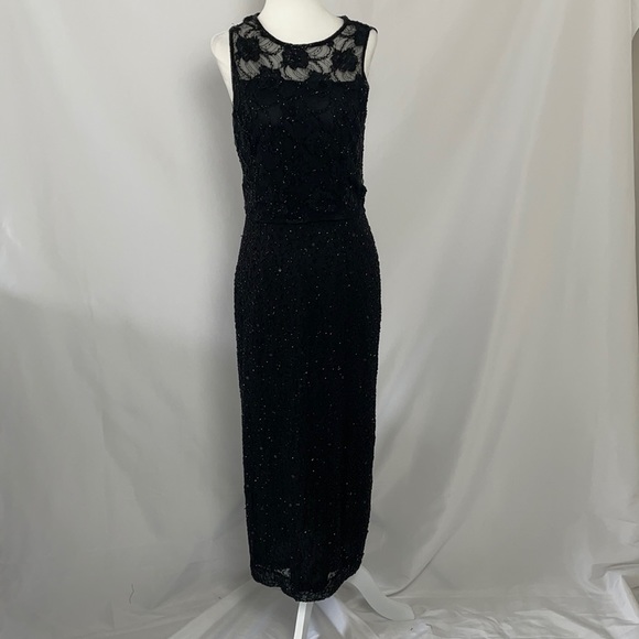 JKara Women’s Black Silk Beaded Maxi Dress - Picture 1 of 8